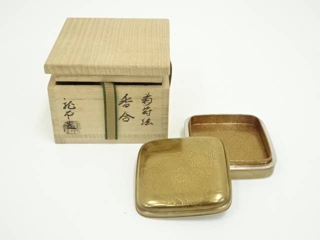 香合　茶道具　漆器　金蒔絵　骨董品　希少　古物 楽天市場】【中古】【香道】道和造 梵字蒔絵槐香合（共箱