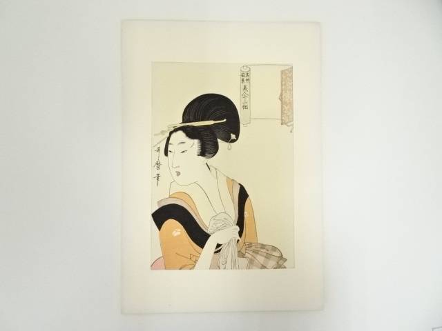歌麿筆　「両国橋下」「隅田川納涼」三枚続き　2組　浮世絵　手摺木版画　復刻版 歌麿筆 「両国橋下」「隅田川納涼」三枚続き 2組 浮世絵 手摺木