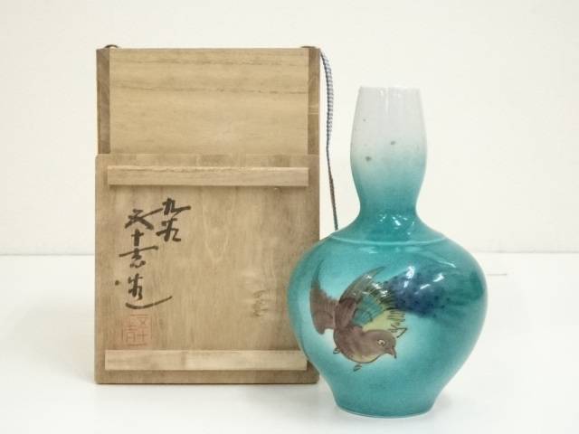 花柄　陶器花瓶　花瓶　花器　インテリア　九谷焼　竜昇　和風花瓶　日本製 楽天市場】【中古】【華道】九谷焼 竜昇造 色絵花鳥花瓶（共箱