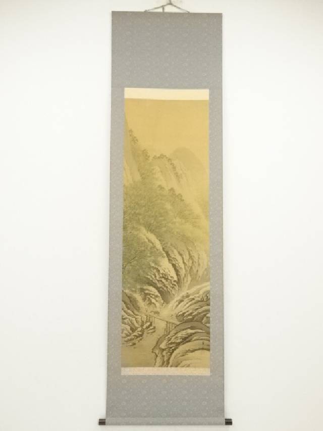 掛軸中古品　新緑山水　仙水書 掛軸中古品 新緑山水 仙水書 - メルカリ