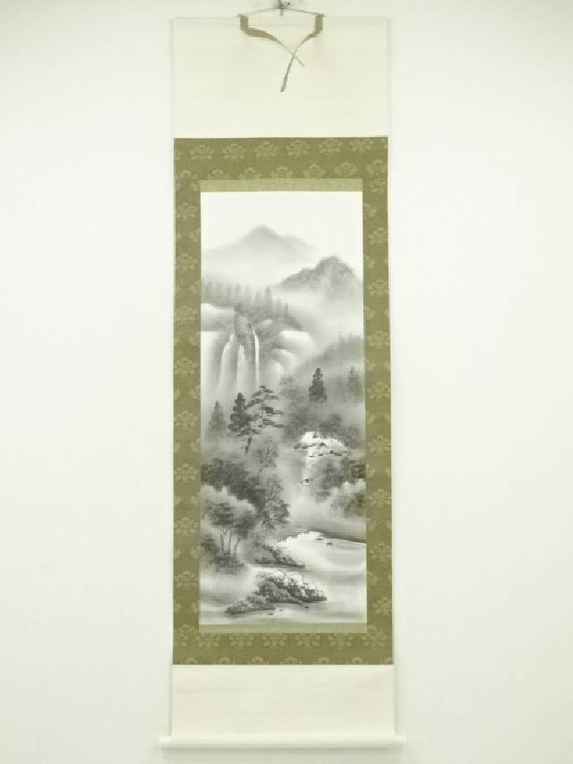 旧家蔵出　古美術　絵　本物保証　名家　村田香谷 山水　肉筆保証　掛け軸　箱入り 楽天市場】【中古】【書画】角田墨舟筆 水墨山水 肉筆絹本掛軸