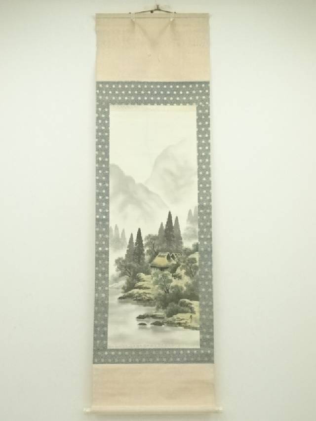 掛け軸 春泉 彩色山水 絹本 希少 軸装 茶道具 掛軸 です。 楽天市場】【中古】【書画】春泉筆 彩色山水 肉筆絹本掛軸（共箱
