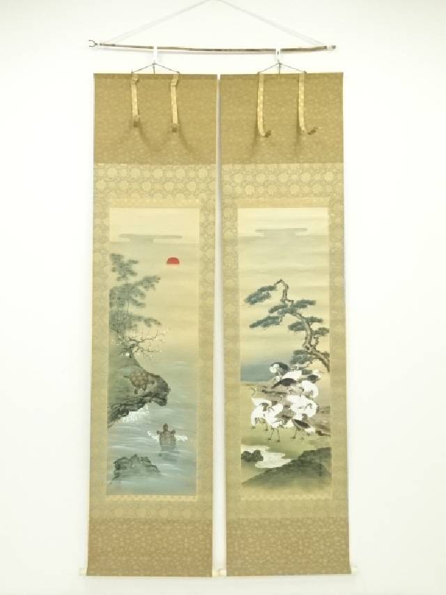 楽天市場】【中古】【書画】国井幸雪筆 遊鯉 肉筆絹本掛軸【送料