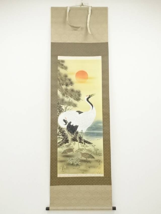 古画　日本画　山水画　仙境 鶴と亀　松竹梅　絹本　肉筆　佚名 古画 日本画 山水画 仙境 鶴と亀 松竹梅 絹本 肉筆 佚名 絵画