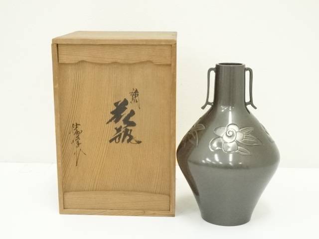 香取正彦(人間国宝)監修　斑紫銅製　素文花瓶 香取正彦(人間国宝)監修 斑紫銅製 素文花瓶 - メルカリ