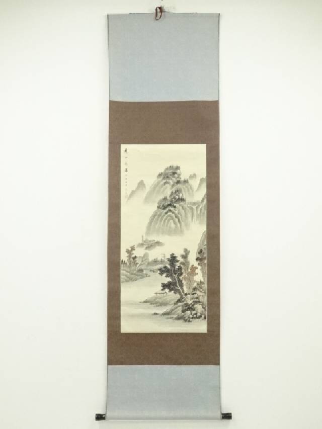 楽天市場】【中古】【書画】青星筆 水墨山水 肉筆絹本掛軸（共箱