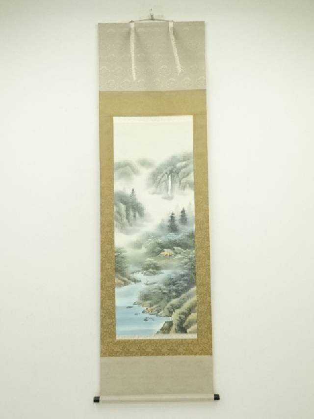 楽天市場】【中古】【書画】喜山筆 彩色山水 肉筆絹本掛軸【送料