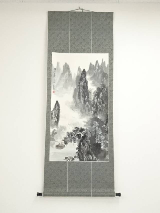 楽天市場】【中古】【書画】中国 仲白筆 山水図 肉筆絹本掛軸