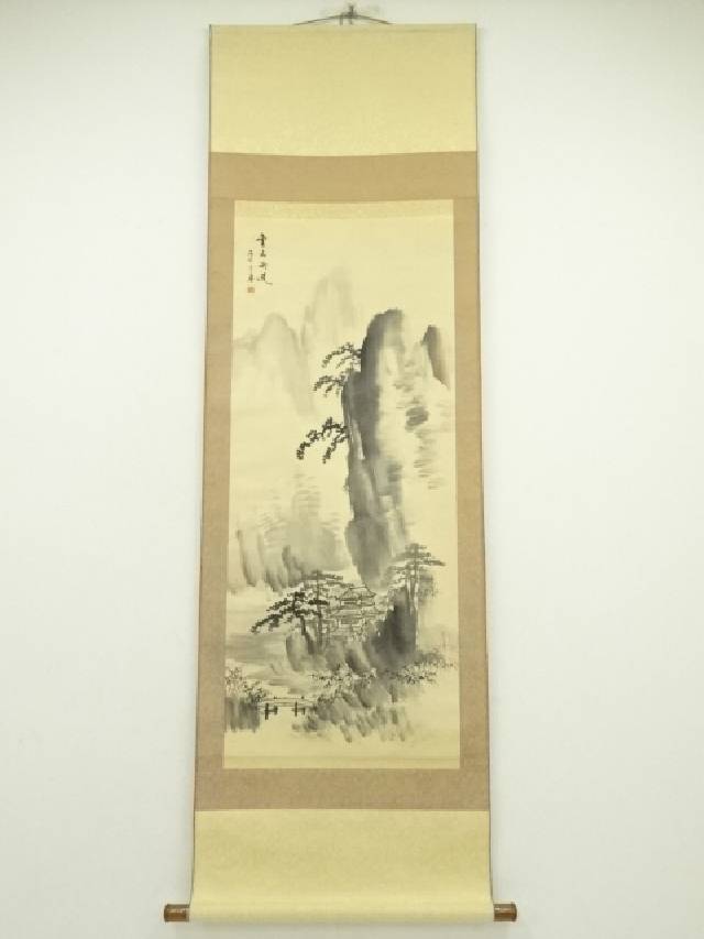 楽天市場】【中古】【書画】中国 仲白筆 山水図 肉筆絹本掛軸