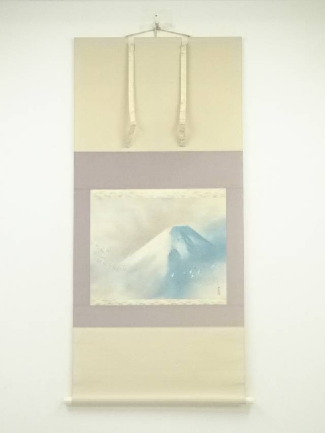 美品　横山大観 「曳舟図」 工芸印刷 絹本 日本画 掛軸 楽天市場】【中古】【書画】横山大観 曳舟図 印刷工芸品 絹本
