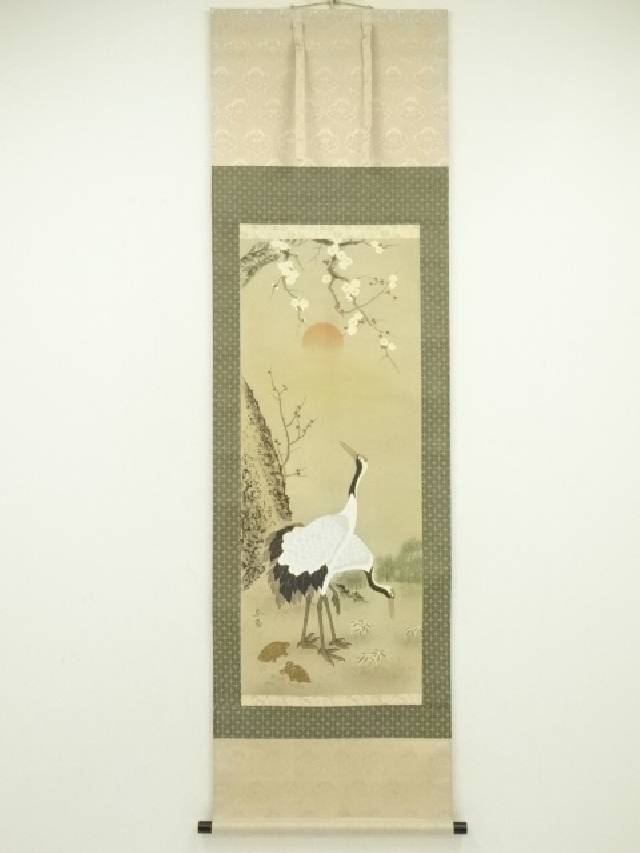 楽天市場】【中古】【書画】鈴木竹甫筆 松竹梅鶴亀 肉筆絹本掛軸
