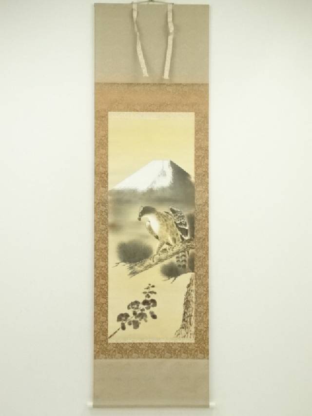 松本鉄之筆　　絹本彩色画　　題目　【　猛虎図　】　軸先木 楽天市場】【中古】【書画】中村鉄崖筆 猛虎図 肉筆絹本掛軸