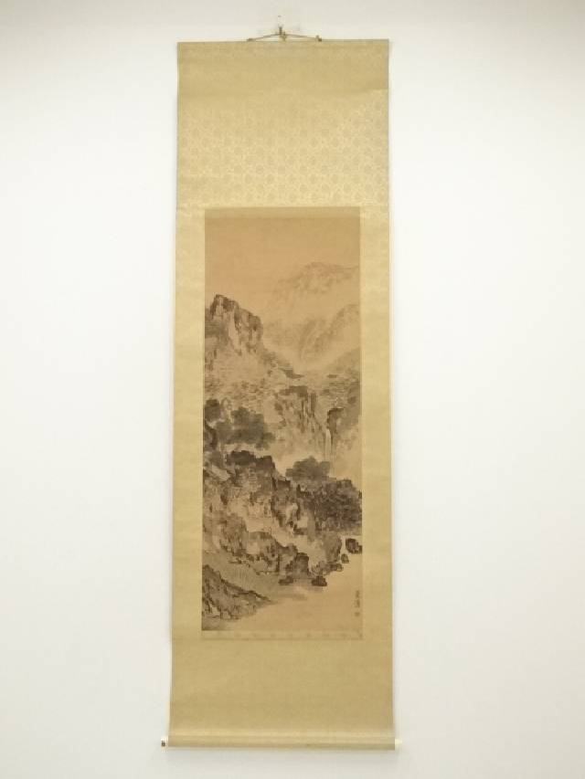【山渓】掛け軸　黒田竹泉　水墨山水　日本画 山渓】掛け軸黒田竹泉水墨山水日本画