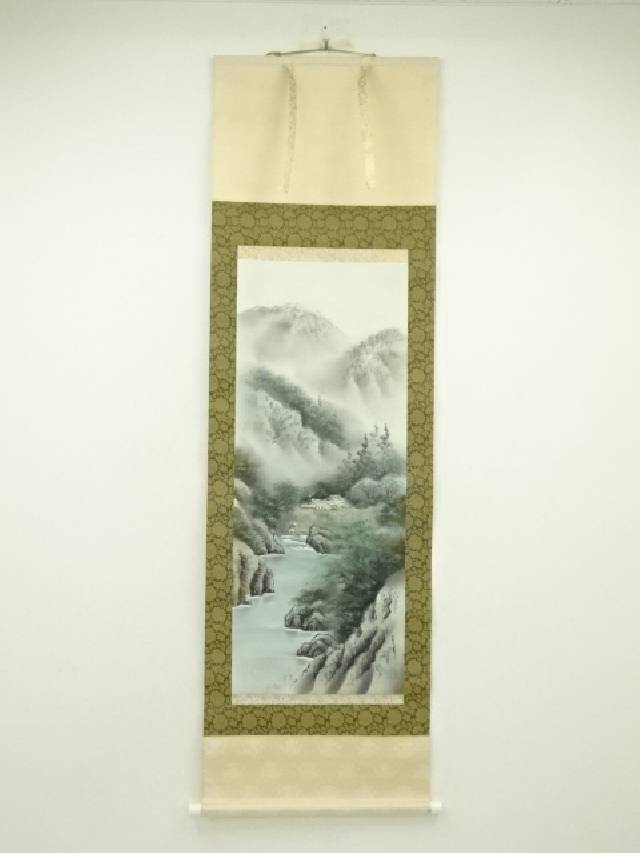 楽天市場】【中古】【書画】青治筆 彩色山水 肉筆絹本掛軸【送料