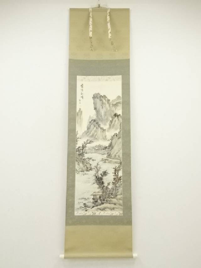 No3500 掛軸　勝谷木僊「大井夏景図」肉筆絹本　共箱　日本画　古画　送料無料 No3500 掛軸 勝谷木僊「大井夏景図」肉筆絹本 共箱 日本画 古画