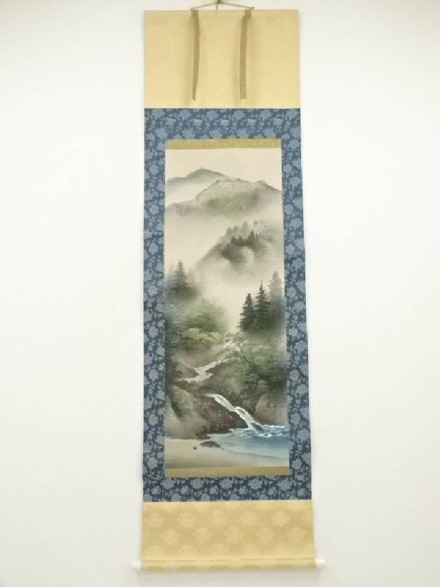 楽天市場】【中古】【書画】佐久間青苔筆 彩色山水 肉筆絹本掛軸