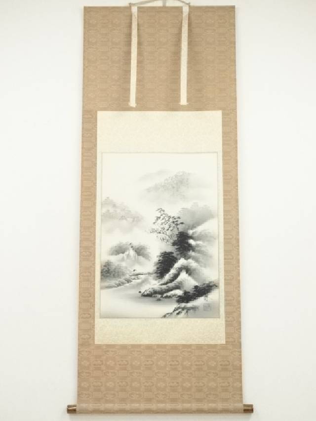 楽天市場】【中古】【書画】華渓筆 水墨山水 肉筆絹本掛軸（保護