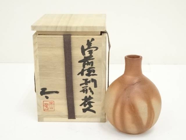 和子銘 花瓶 異型 花器 花入れ 陶器 華道具 茶道具 レア kanariya_sado40