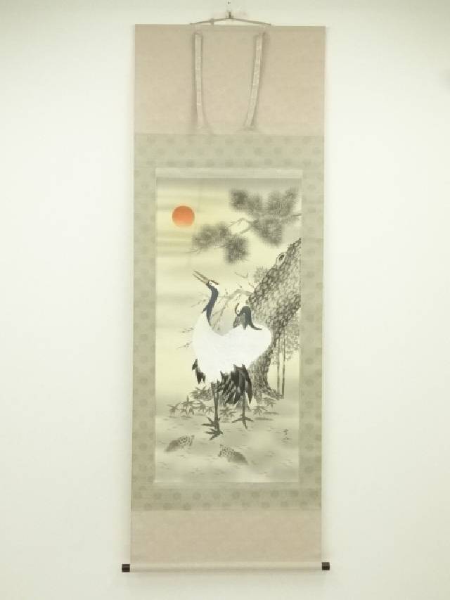 楽天市場】【中古】【書画】野田雪邨筆 松竹梅鶴亀 肉筆絹本掛軸