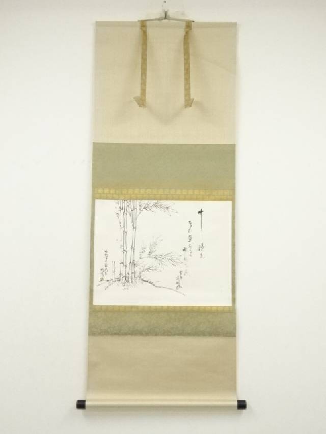 新品未使用 箱付 掛軸 茶道 和室 茶室 工芸品 アンティーク 書道 藤田 日本 茶道具 掛軸 掛け軸 一行 清風拂明月又は月清千古秋又は吾心似