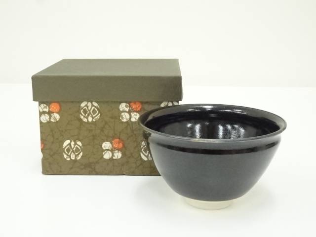 Ｍ３１７　茶碗　『万代草山造』『油滴天目茶碗』　抹茶碗　共箱　茶道具 M317 茶碗 『万代草山造』『油滴天目茶碗』 抹茶碗 共箱