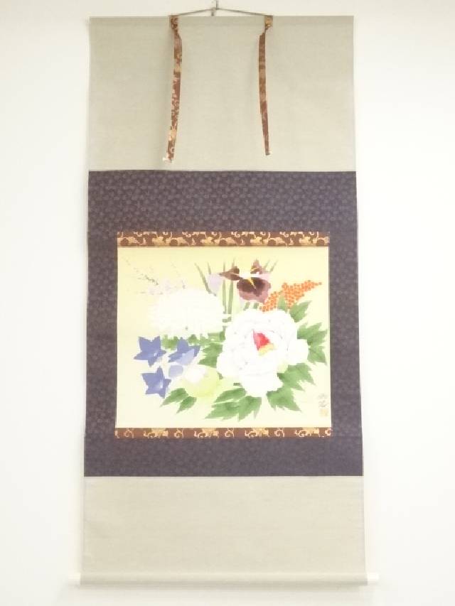 掛け軸 秀峰 朝顔に鮎 絹本 希少 軸装 茶道具 掛軸 美品 です。 掛け軸 秀峰 朝顔に鮎 絹本 希少 軸装 茶道具 掛軸 美品 です。