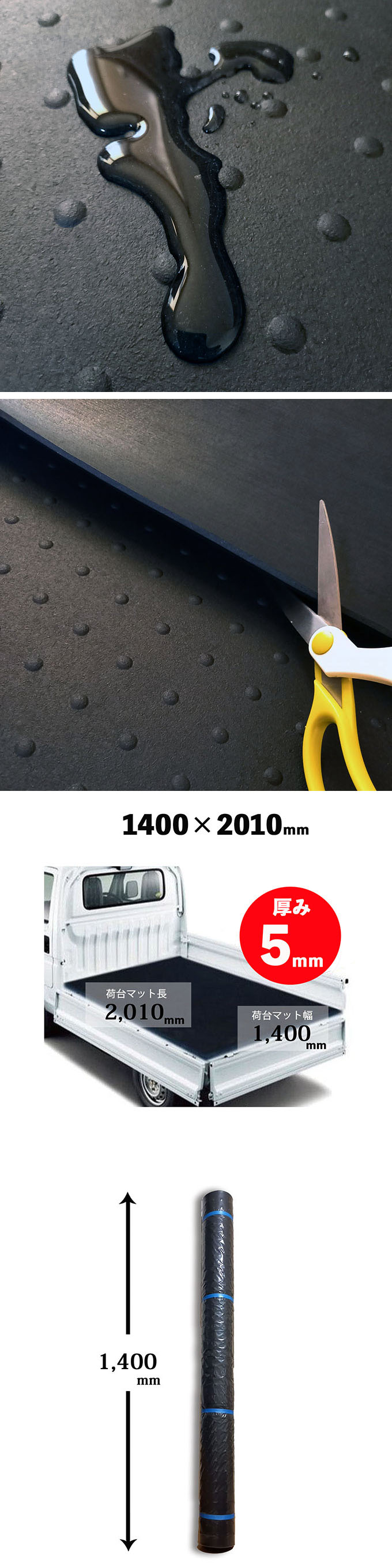 軽トラック用 その他 トラック用品 大型商品 Net ５mm厚荷台ゴムマット ゲートプロテクター 三方 あおり トラック 厚み5ミリ 荷台シート ゴムマット 汎用 ゴム製 においなし 軽トラック汎用 キャリィ ハイゼット ミニキャブ クリッパー サンバー スクラム