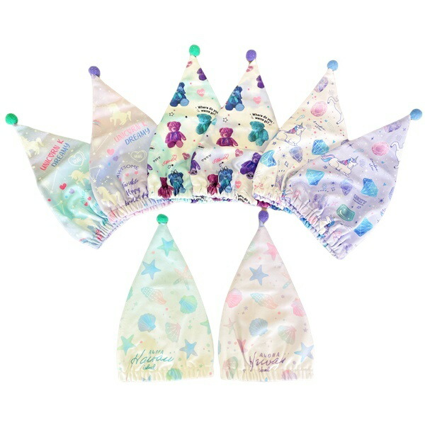 楽天市場】タオルキャップ ヘアドライタオル 三角 ボンボン付き 女の子