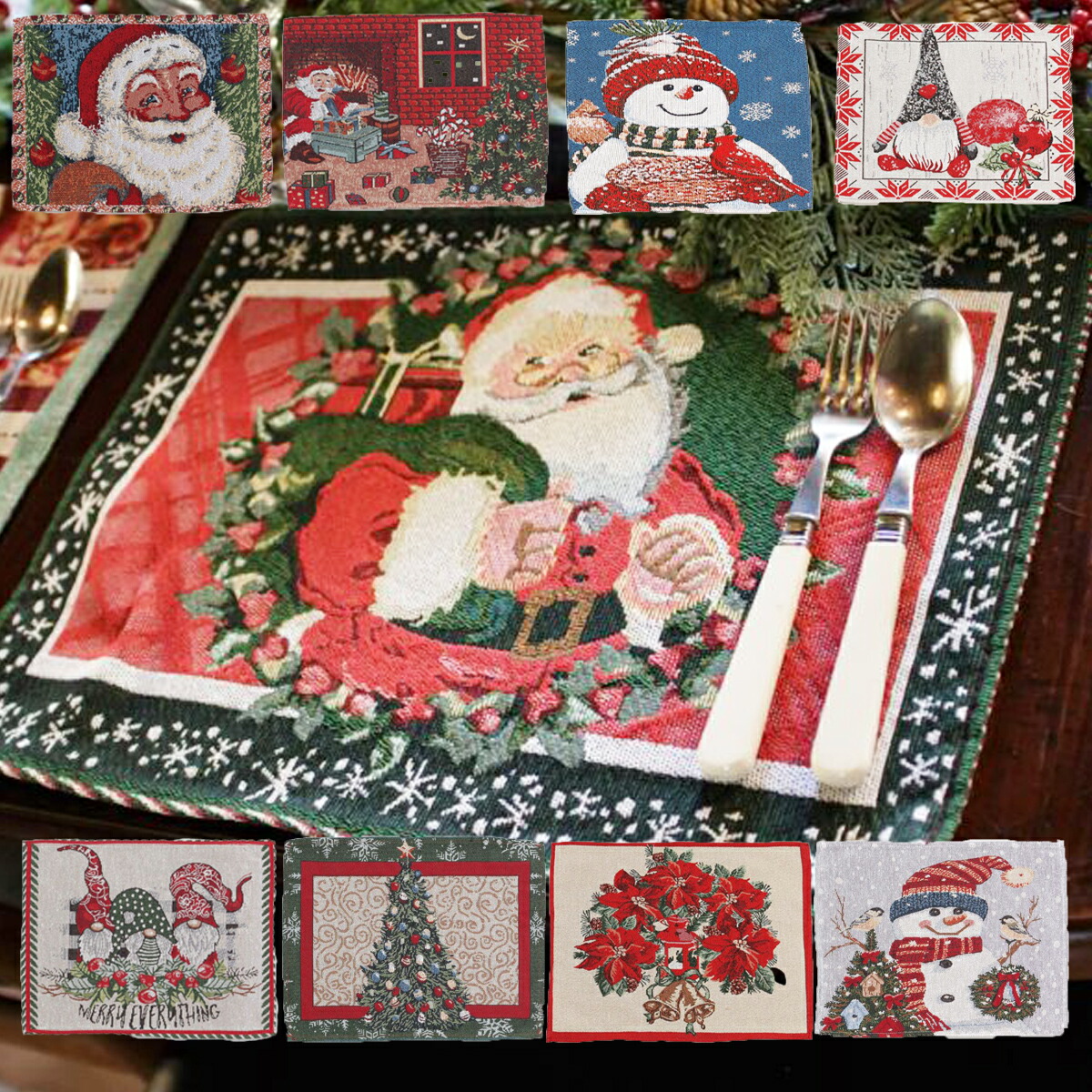 クリスマスランチョンマット クリスマス　3点 楽天市場】クリスマス ランチョンマット サンタとオーナメント 1セット