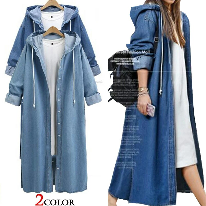 楽天市場 全品半額クーポン 4 9 00 2時間限定 宅配便送料別 デニムロングコート アウター ロング丈 薄手 レディース 秋冬 4月日から30日入荷予定 Neutral Store
