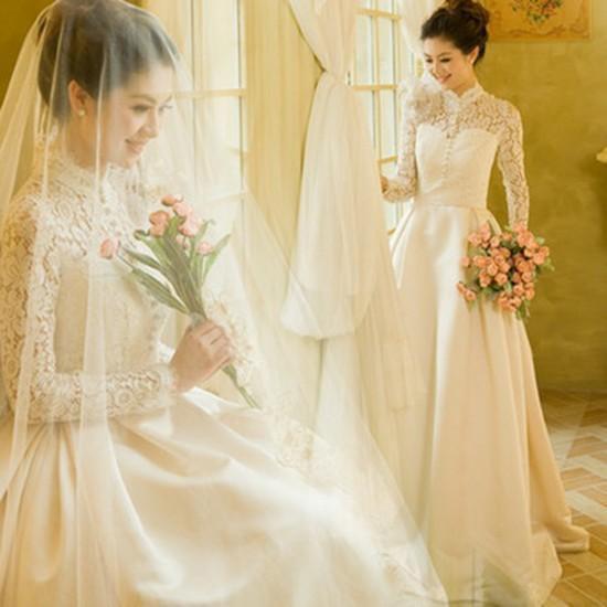 華燭の典お召しもの ロングお召しもの A伝達ルートお召しもの 長袖 ロング衣袂 うつり変わり 二次会 華燭の典 前撮り 花嫁御寮 ウェディングドレス 繻子 挙式 華燭の典 キッズファッション-ドレス-キッズ・ベビー・マタニティ