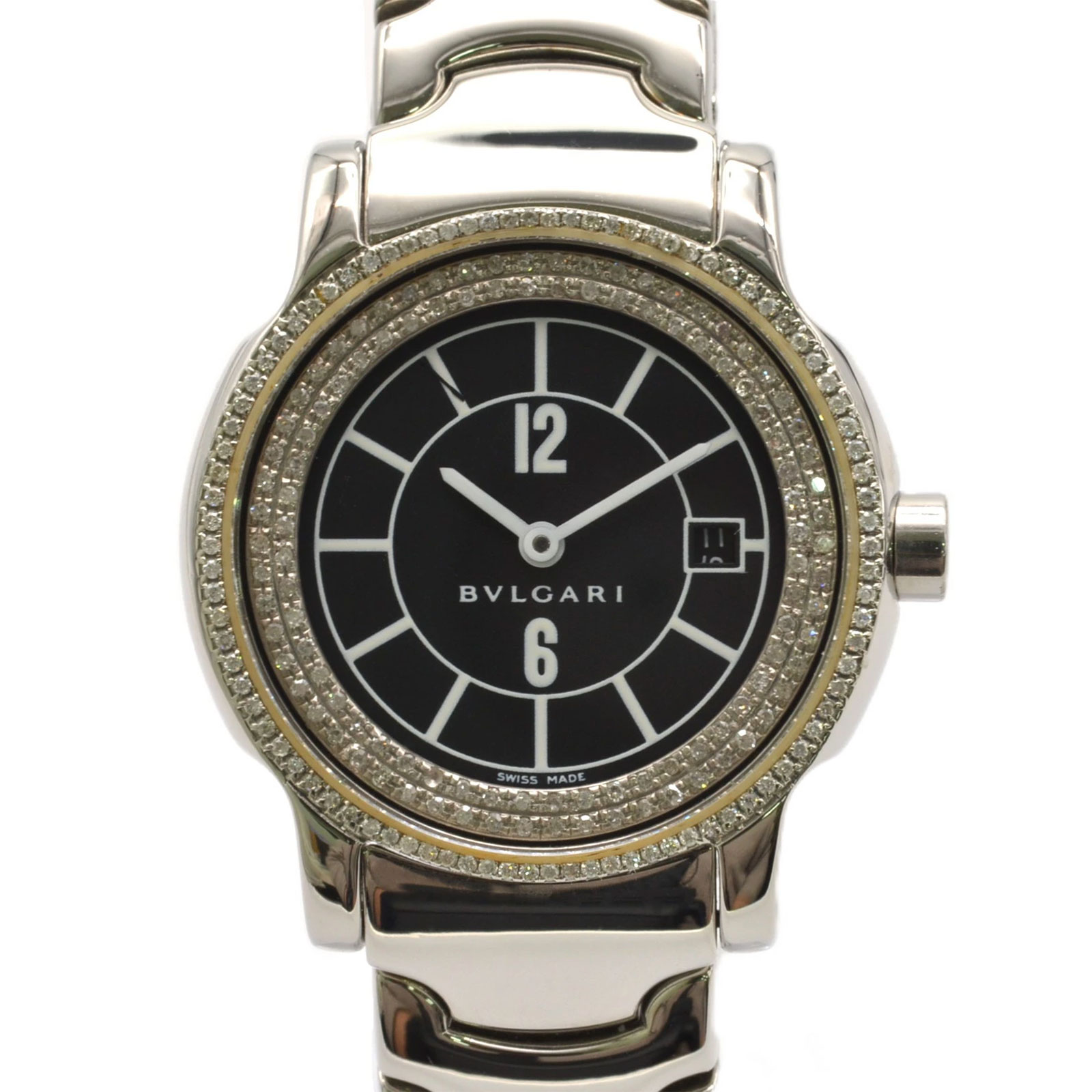 BVLGARI ブルガリ ソロテンポ ST29S レディース腕時計 ブラック文字盤 クォーツ QZ ギフト プレゼント 誕生日 記念日 【中古】