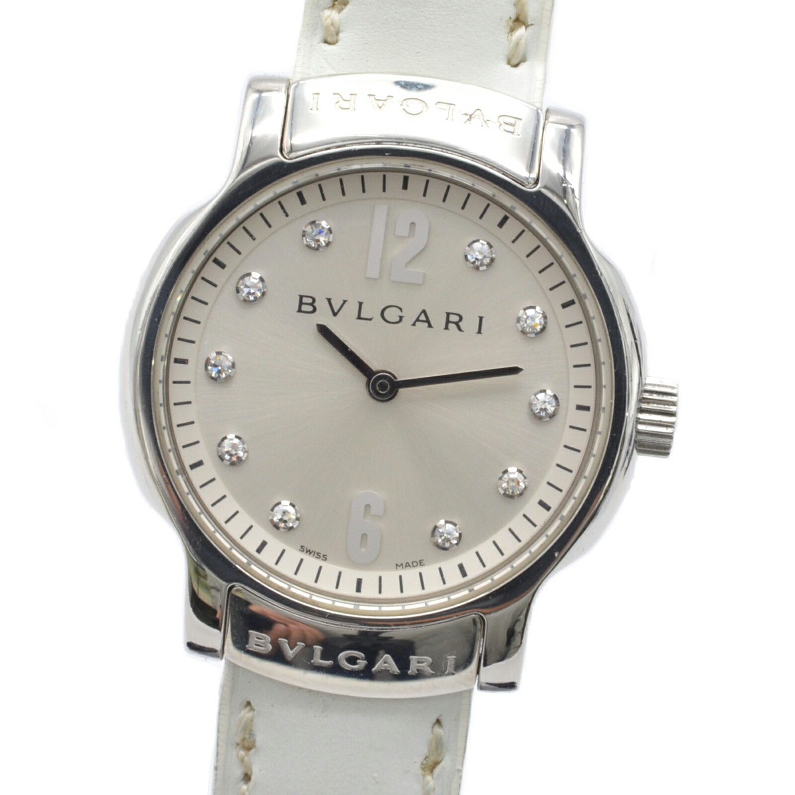 BVLGARI ブルガリ ソロテンポ ST29S レディース腕時計 クォーツ 10Pダイヤモンド シルバー文字盤 【中古】