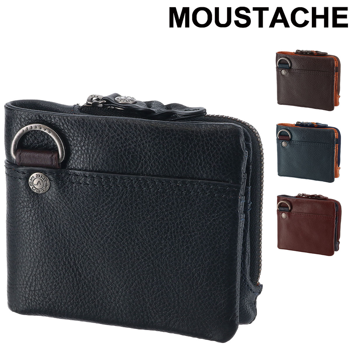 【カード利用で最大P12倍】ムスタッシュ MOUSTACHE 二つ折り財布 折財布 中仕切り付き２折札入れ pph4119 メンズ レディース ポイント10倍 送料無料 誕生日プレゼント ギフト プレゼント ラッピング無料