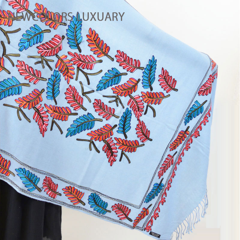 大判 パシュミナストール インド カシミール刺繍 薄紫 大判 パシュミナストール インド カシミール刺繍 薄紫