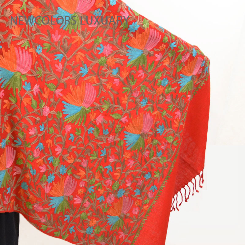 楽天市場】ゴージャス手刺繍インド製 パシュミナ カシミール刺繍入