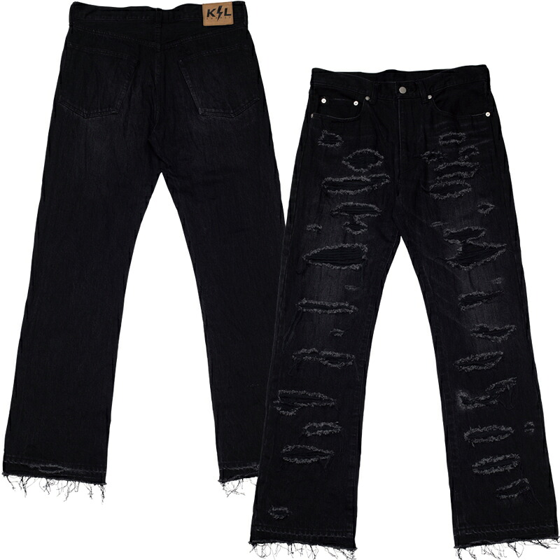 DAMAGE FLARE JEANS モデル着用サイズ：173cm/XL