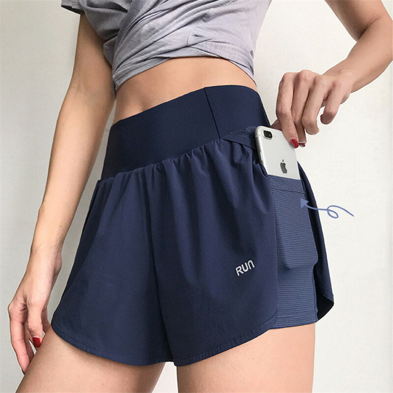 【楽天市場】スポーツウェア レディース ヨガウェア パンツ ハーフパンツ 女性用 ゆったり フェイクツーピース スポーツショーツ 露出防止