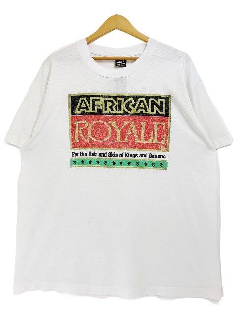 USA製 90s AFRICAN ROYALE S/S Tee 白 XL アフリカンロイヤル 半袖 プルオーバー 刷り上げる シャンプー 会社組織物 会社組織T 白いこと 古着 【中古】