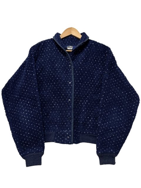USA製 80s Woolrich "Bird's-Eye" Shawl Collar Fleece Jacket 紺 Womens M ウールリッチ バーズアイ フリースジャケット ショールカラー 【中古】｜古着屋NEWJOKE店