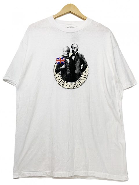 USA製 80s CLARKS ORIGINALS Print S/S Tee 白XL クラークス 半袖 Tシャツ クラークス兄弟 企業T Hanes ホワイト 古着 【中古】｜古着屋NEWJOKE店