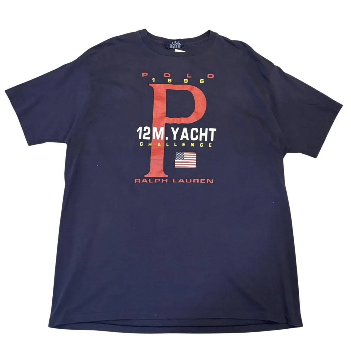 USA製 90s POLO SPORT S/S TEE ポロ 運動競技 プルオーバー XL 紺 RALPH LAUREN P 12M YACHT 古着