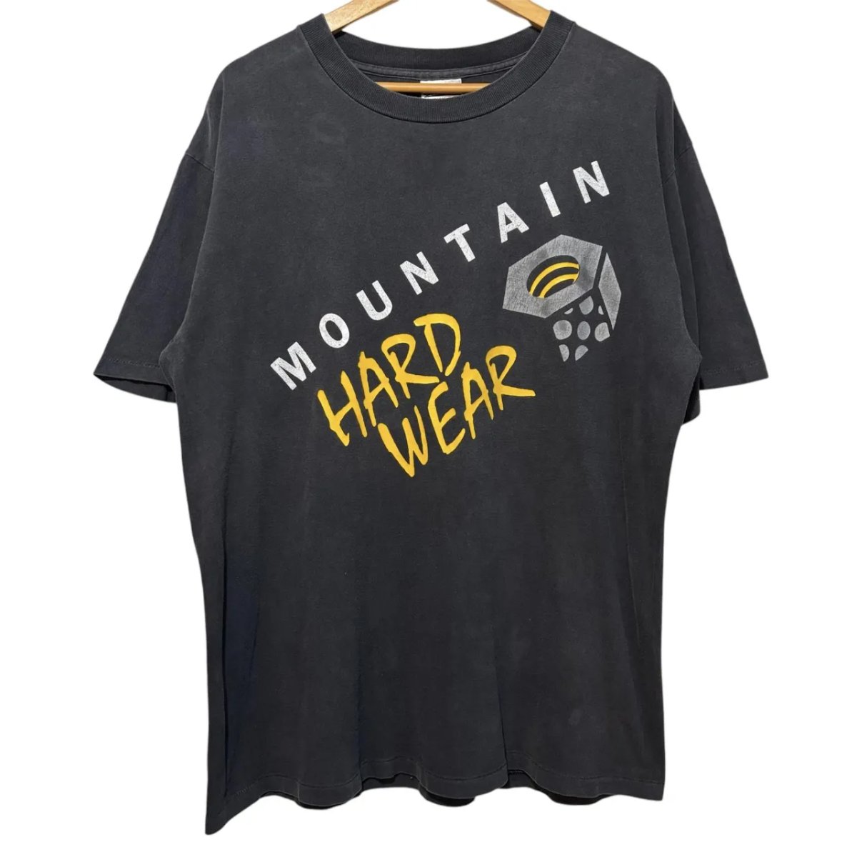 USA製 90s MOUNTAIN HARD WEAR プルオーバー 山岳ハードウエア プルオーバー L 濃灰色薄墨色 墨黒 BIGロゴタイプ S/S TEE 古着