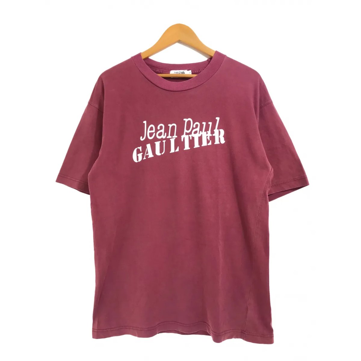 90s Jean Paul GAULTIER Logo Print S/S Tee エンジ L ジャンポールゴルチエ ロゴタイプ 刷り上げる 半袖 プルオーバー バーガンディー