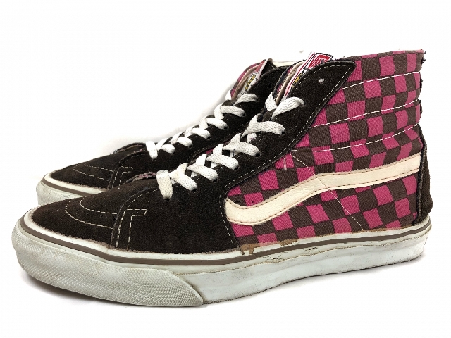 black pink checkered vans