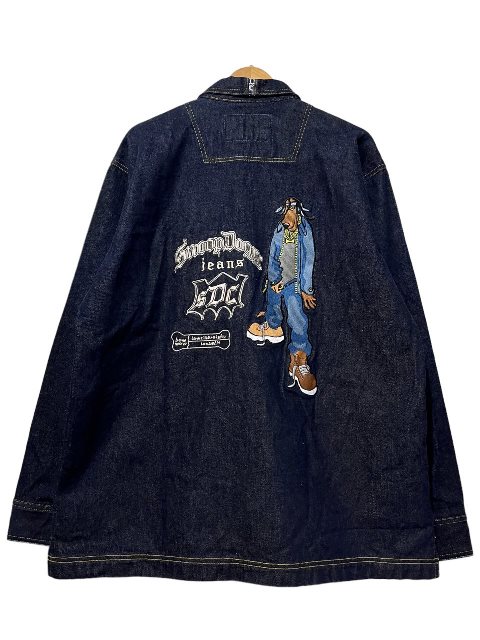 00s SNOOP DOGG Clothing Denim Jacket 紺 XXL スヌープドッグ デニムジャケット Gジャン ヒップホップ ラップ アーティスト ネイビー 古着 【中古】|古着屋NEWJOKE店
