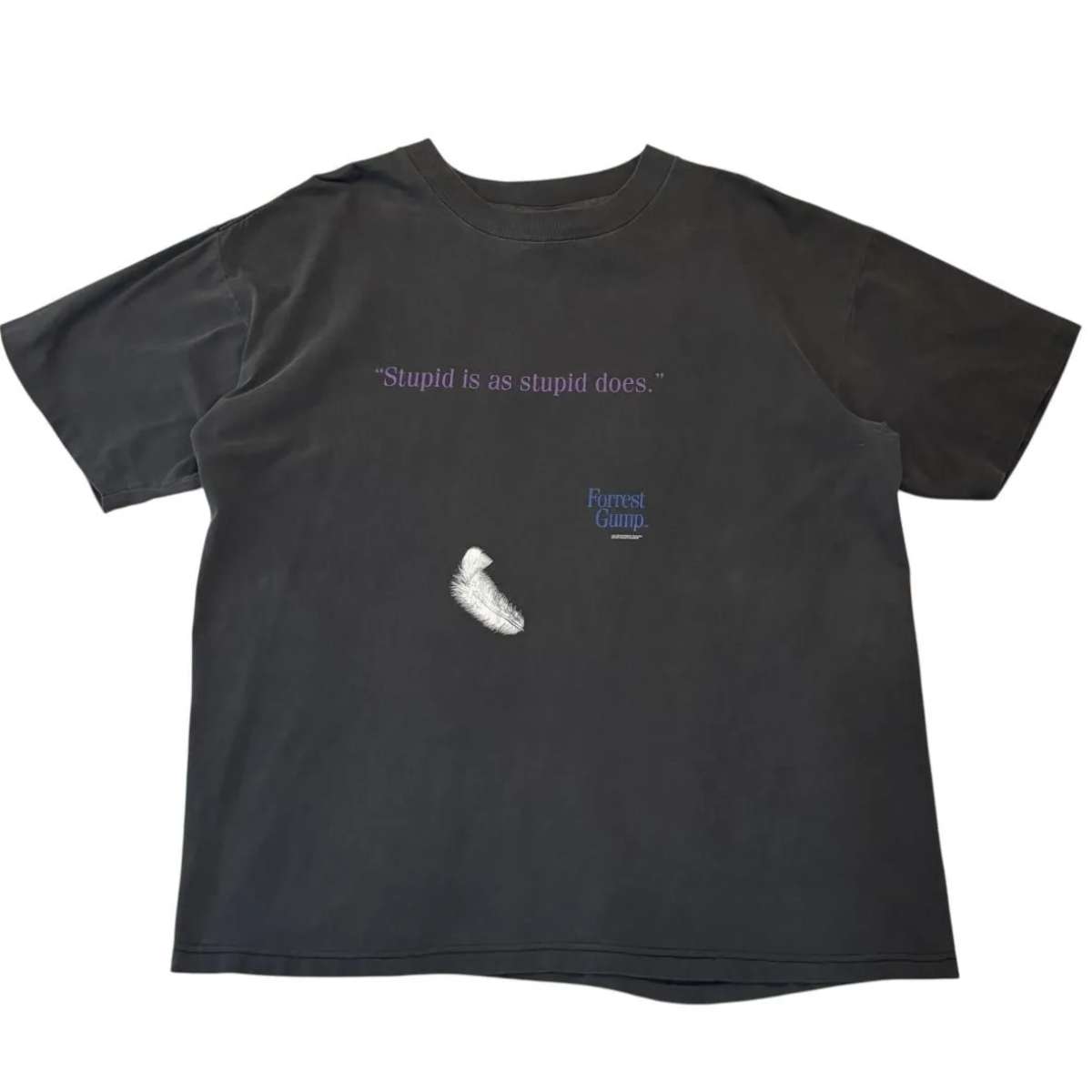 VINTAGE 90s Forrest Gump S/S TEE XL Black Movie STANLEY DESANTIS フォレストガンプ 活動写真 プルオーバー 古着