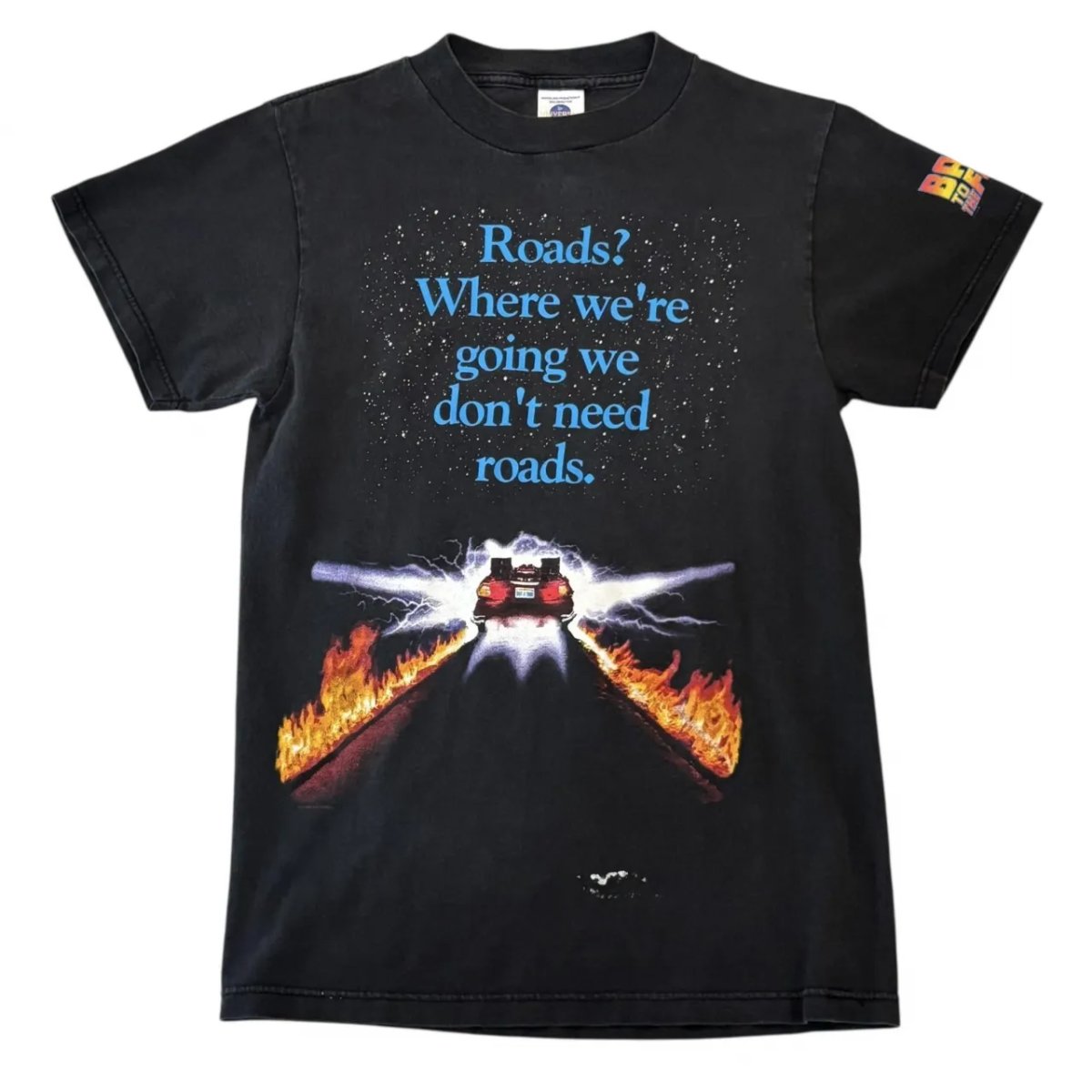 USA製 90s BACK TO THE FUTURE S/S TEE うしろ側 トゥ ザ 此れから プルオーバー S 黒 UNIVERSAL STUDIOS MOVIE 活動写真 古着