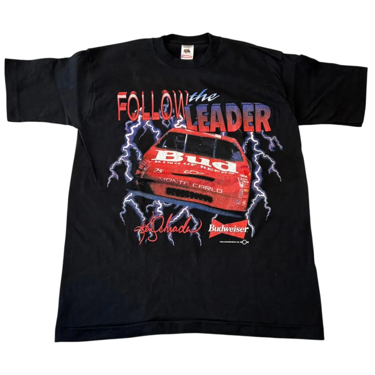 USA製 90s BUDWEISER S/S TEE バドワイザー Tシャツ M 黒 ANHEUSER-BUSCH ビール Beer 企業 Nascar 古着｜古着屋NEWJOKE店