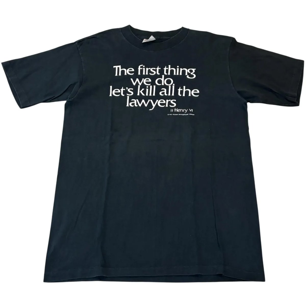 USA製 90s SHAKE SPEARE S/S TEE 揺りうごかす 突き槍 プルオーバー XL 黒 POWER-T ヘンリー六世 第二部 作物 古着